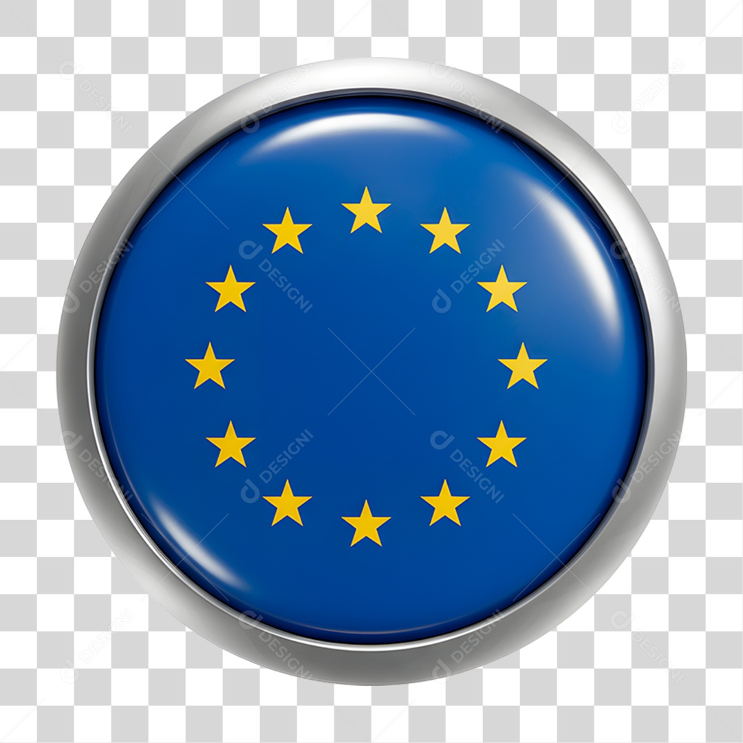 Botão com Bandeira da União Europeia PNG Transparente