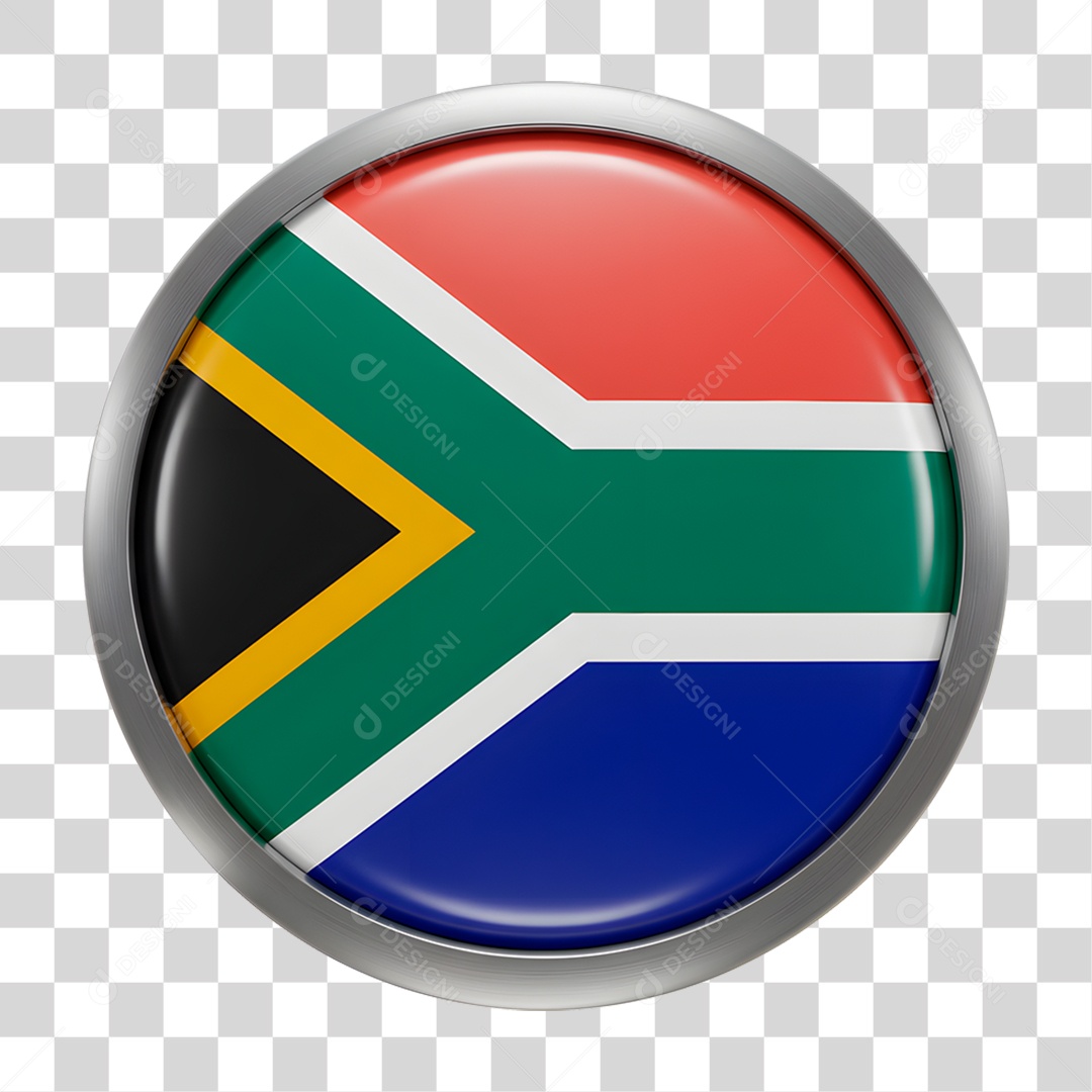 Botão com Bandeira da África do Sul PNG Transparente