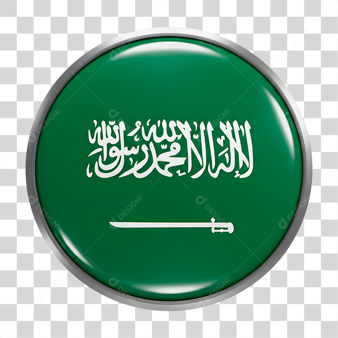 Botão com Bandeira da Arábia Saldita PNG Transparente