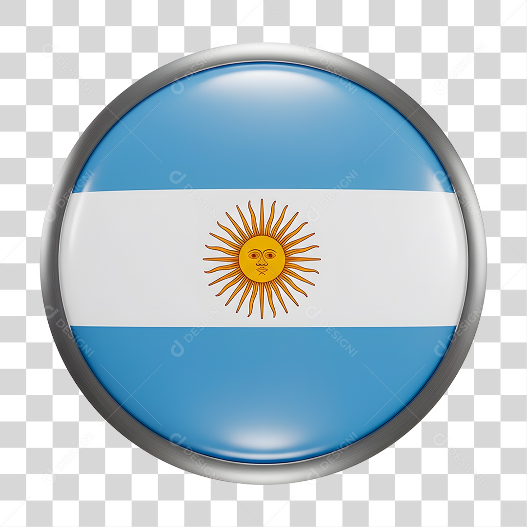 Botão com Bandeira da Argentina PNG Transparente