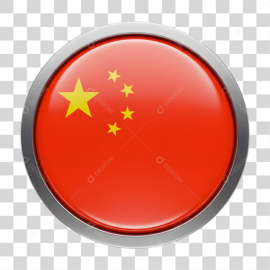 Botão com Bandeira da China PNG Transparente