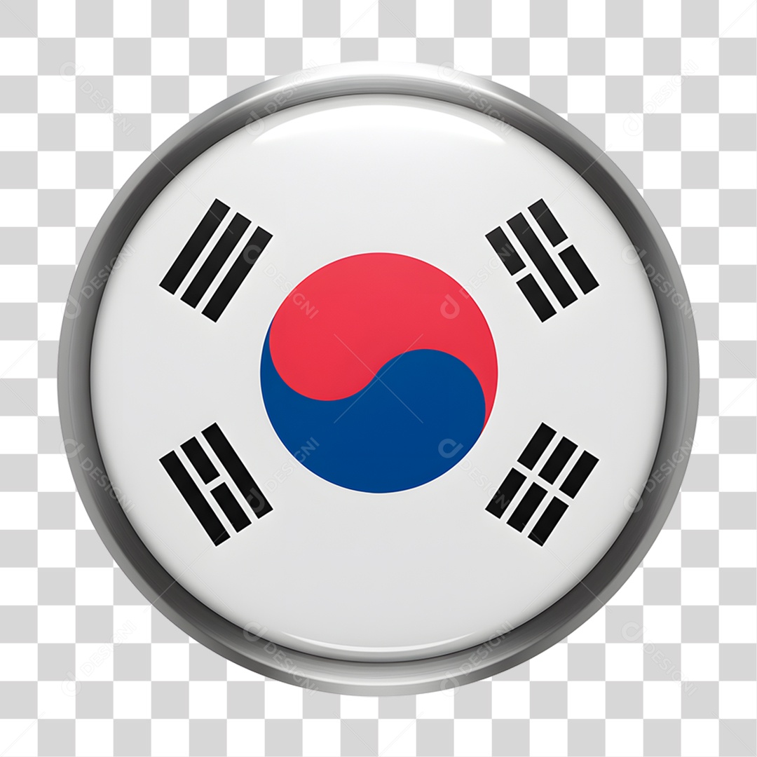 Botão com Bandeira da Coreia do Sul PNG Transparente