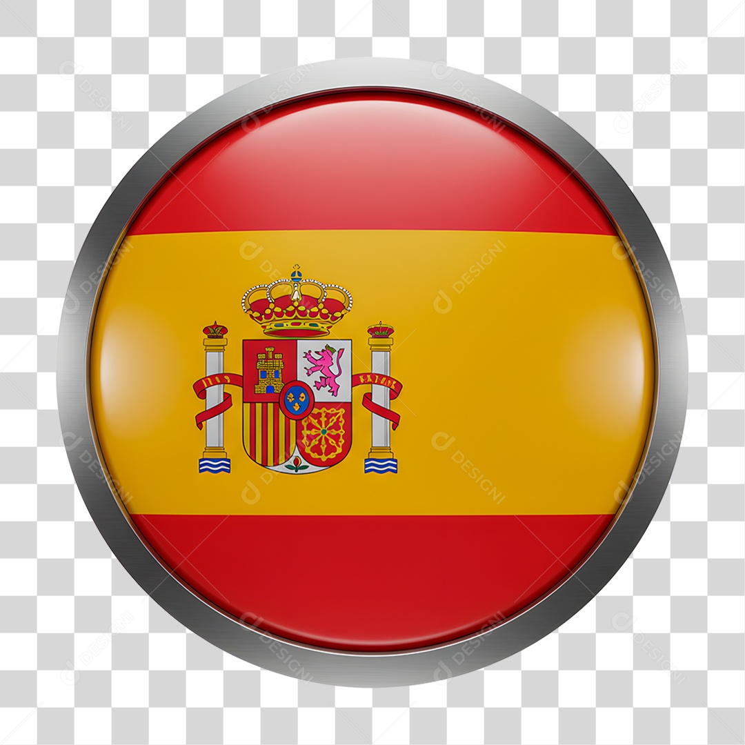 Botão com Bandeira da Espanha PNG Transparente
