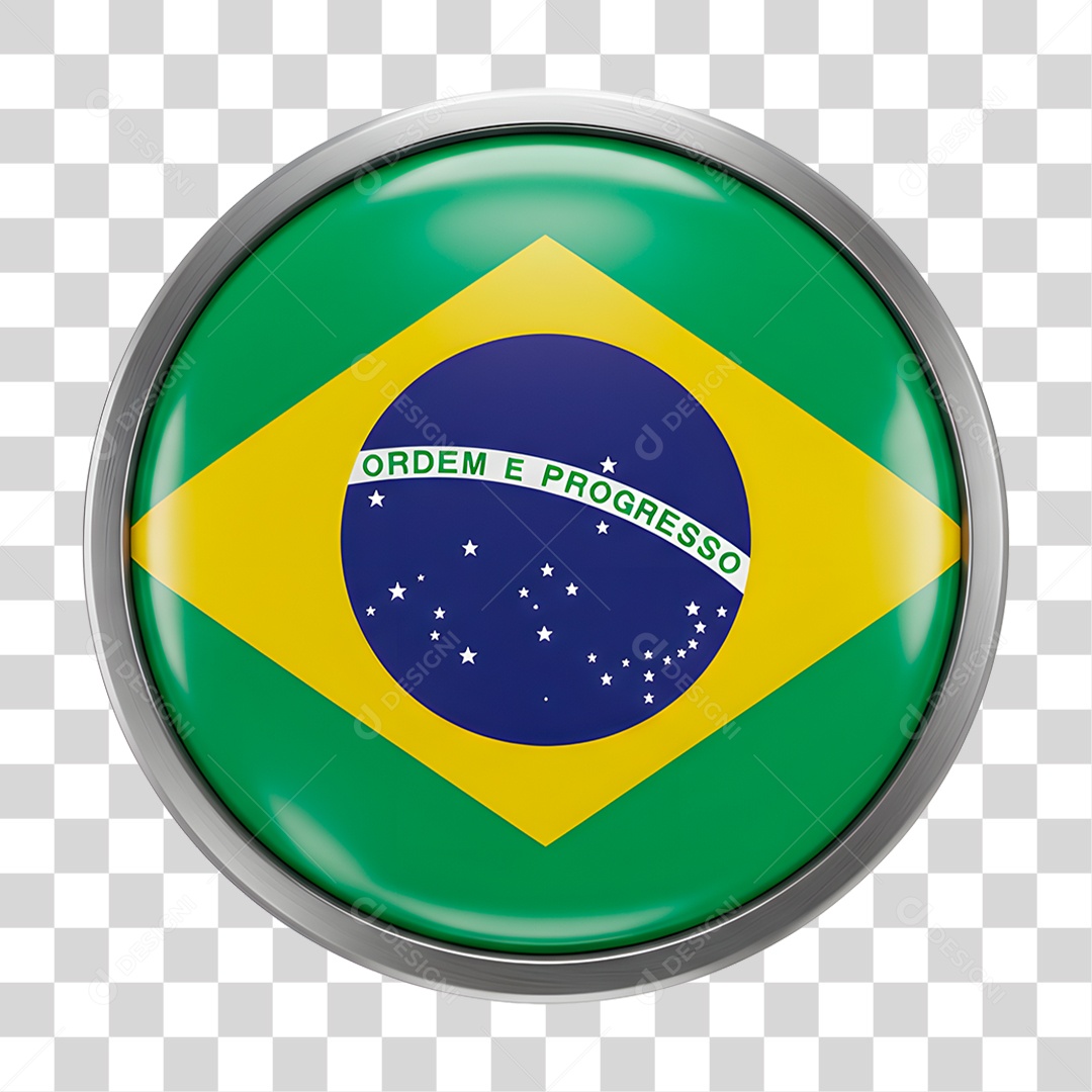 Botão com Bandeira do Brasil PNG Transparente