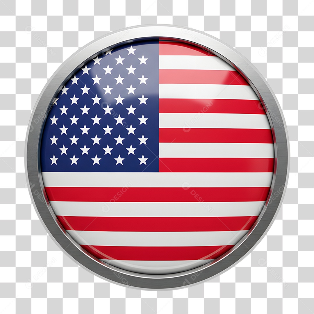 Botão com Bandeira do Estados Unidos PNG Transparente