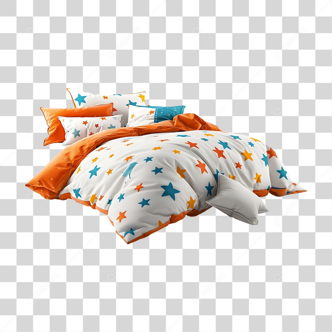 Cama com Travesseiro e Cobertas PNG Transparente