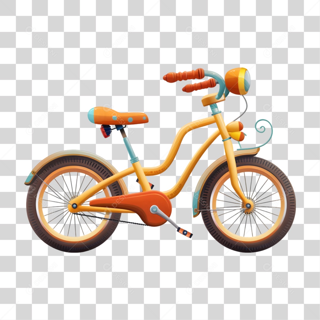 Bicicleta Amarela Antiga PNG Transparente