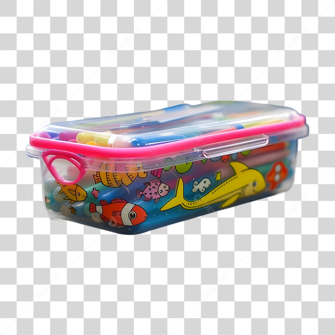 Caixa de Plástico com Brinquedos PNG Transparente