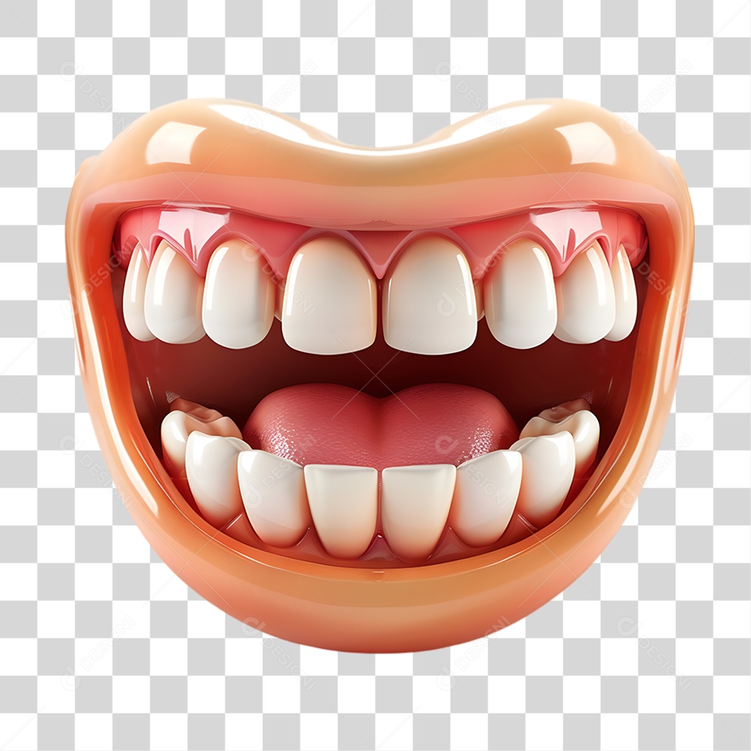 Elemento 3D Boca Aberta Dentes PNG Transparente