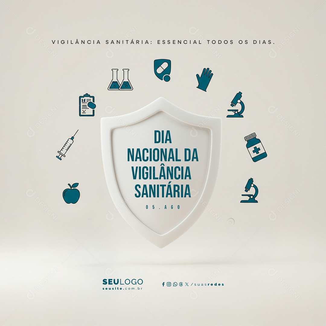 Dia Nacional da Vigilância Sanitária 05 de Agosto Essencail Todos Os Dias Social Media PSD Editável