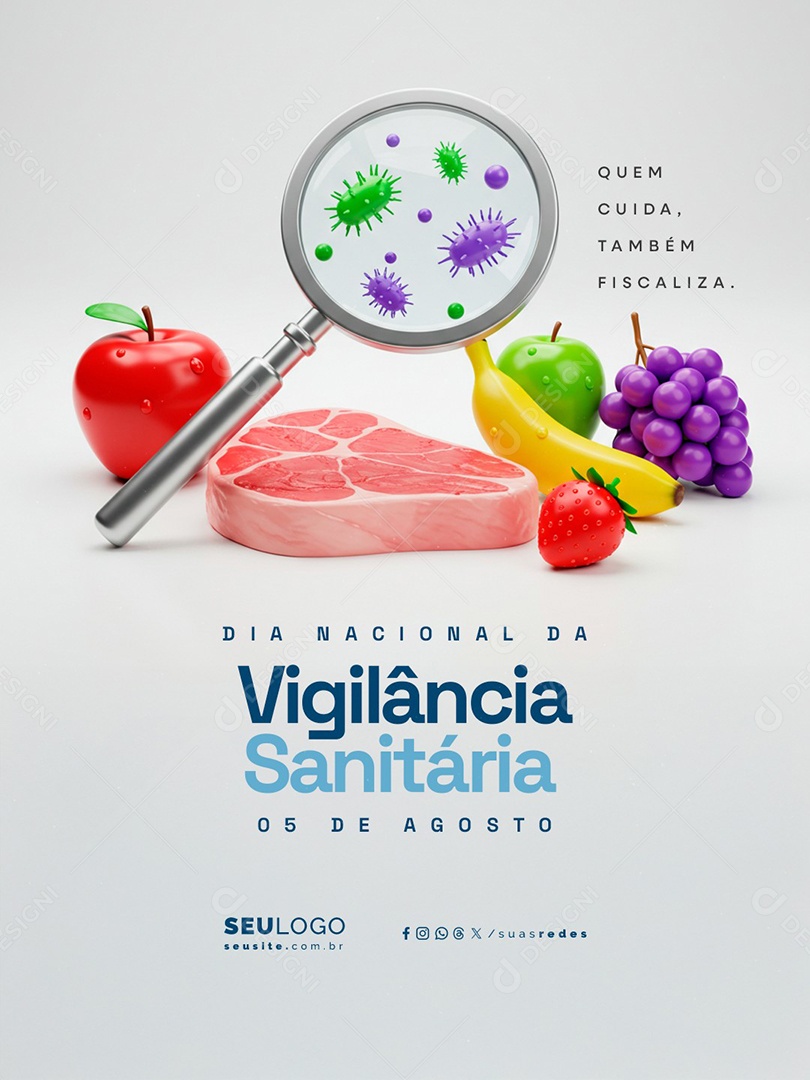 Dia Nacional da Vigilância Sanitária 05 de Agosto Quem Cuida Social Media PSD Editável