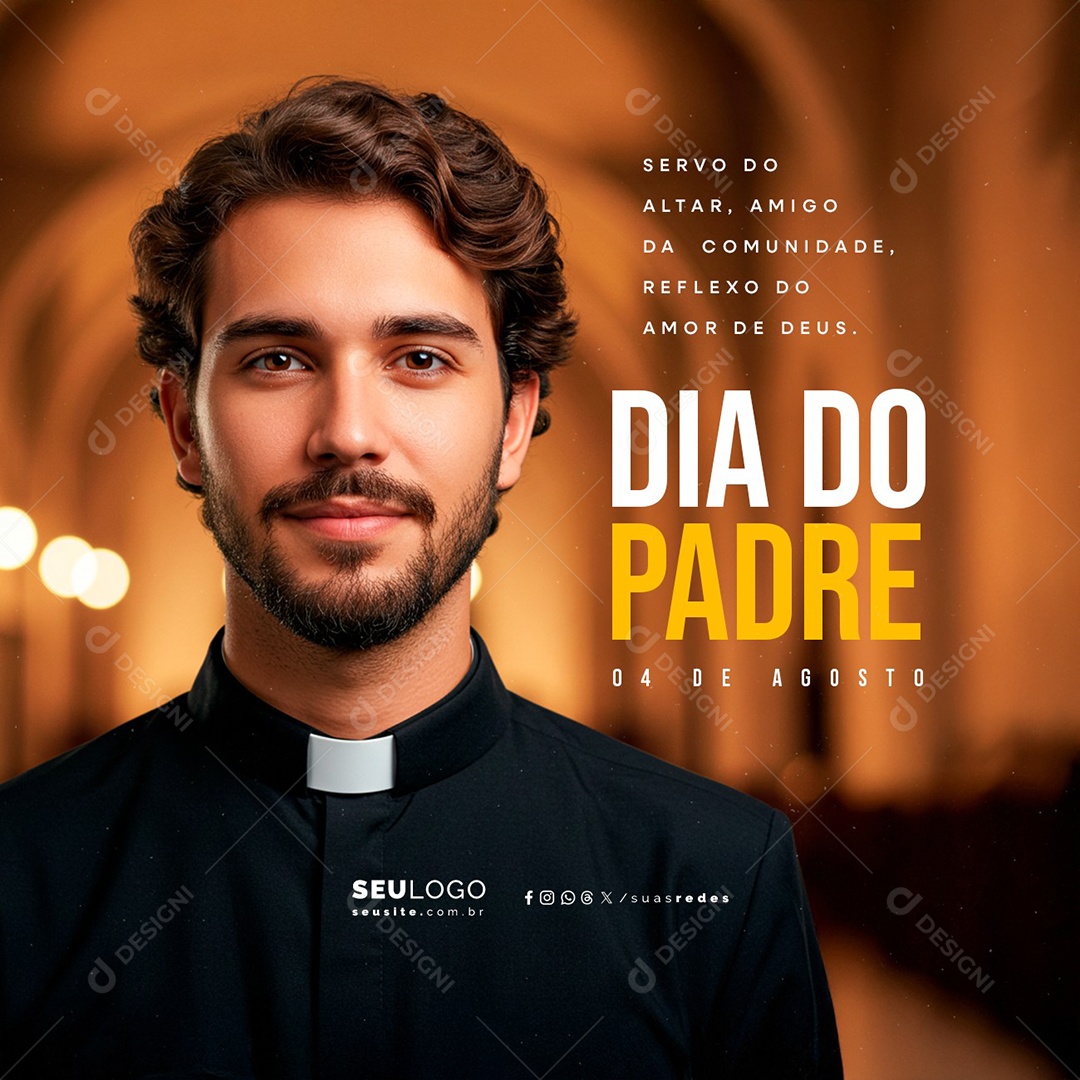 Dia do Padre 04 de Agosto Servo do Altar Social Media PSD Editável