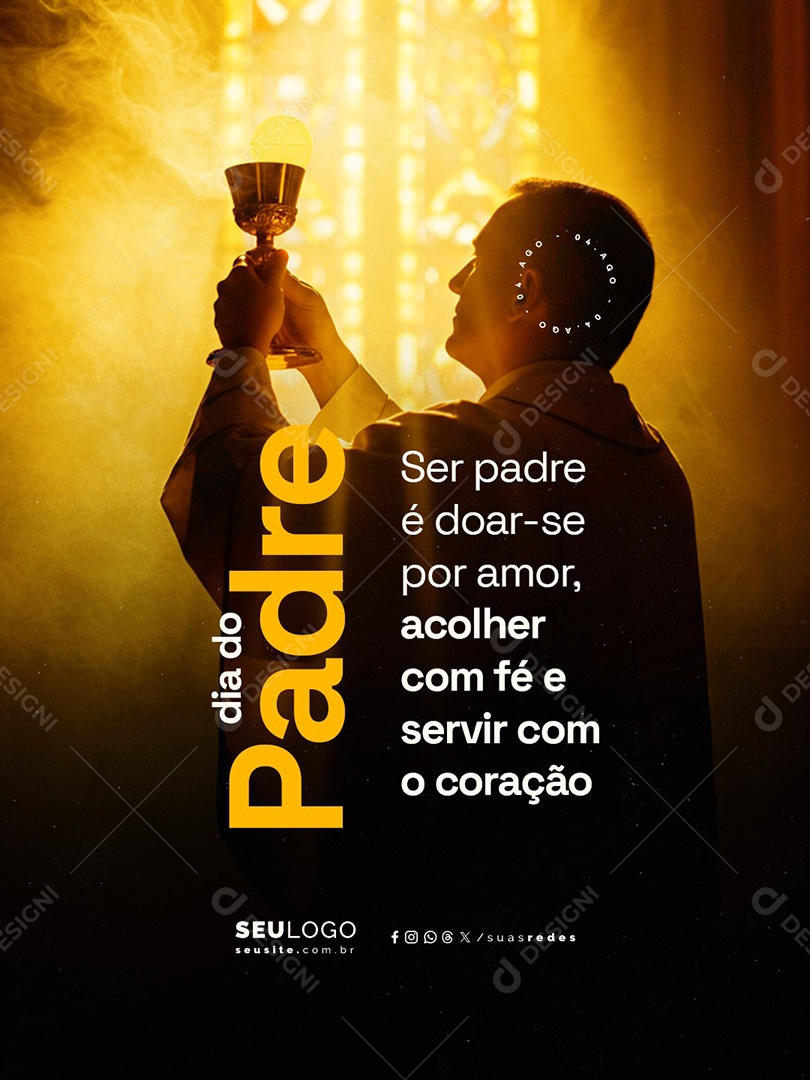 Dia do Padre 04 de Agosto Doar-Se por Amor Social Media PSD Editável
