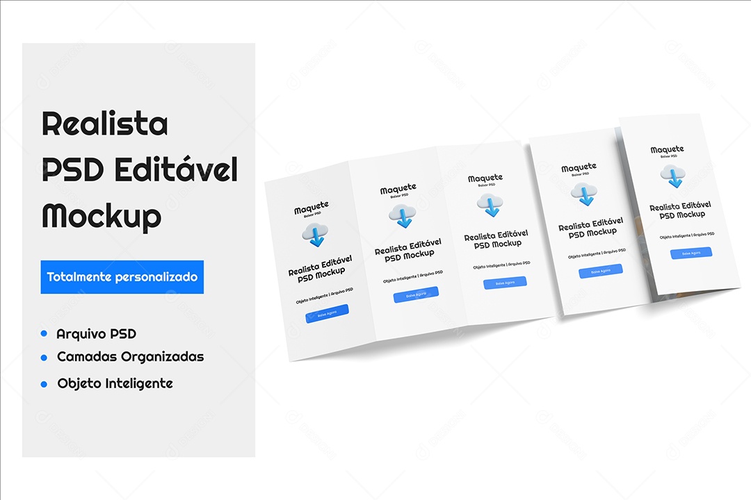 Mockup De folder-3-dobras PSD Editável