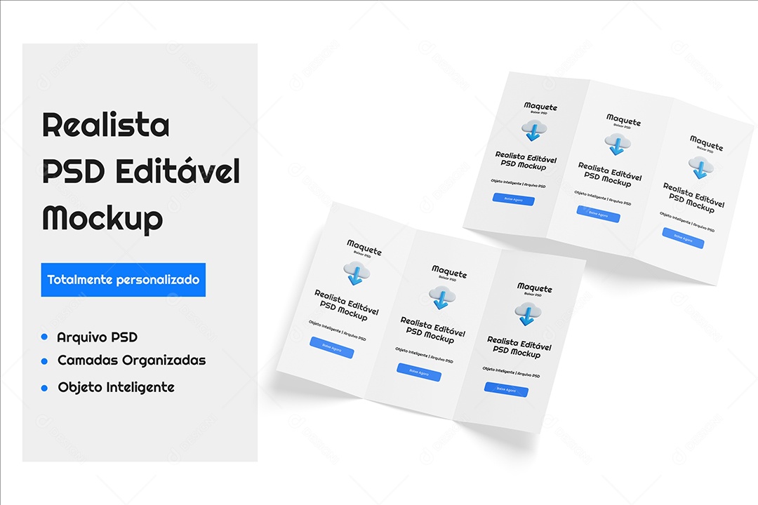 Mockup De folder-3-dobras PSD Editável