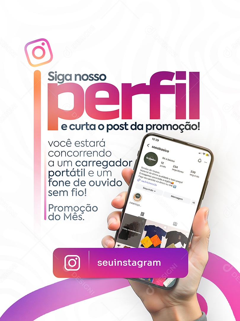 Siga Nosso Instagram Social Media PSD Editável