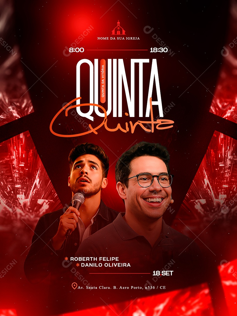 Flyer Gospel Quinta da Vitória Social Media PSD Editável