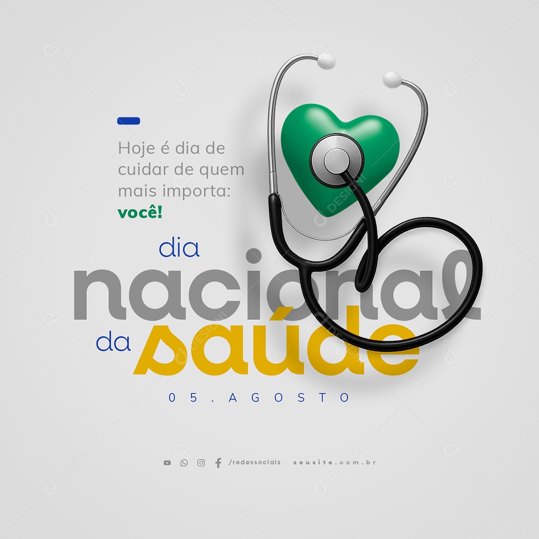 Dia Nacional da Saúde 05 de Agosto Social Media PSD Editável