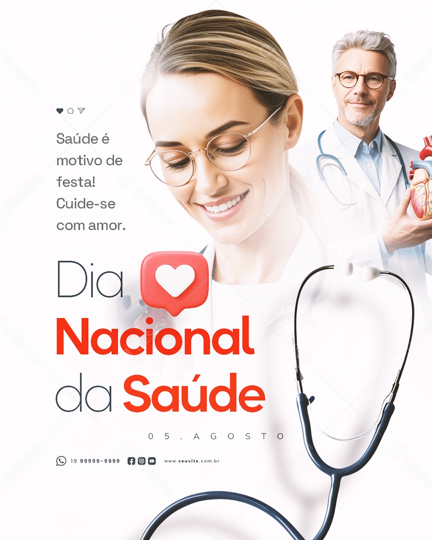 Dia Nacional da Saúde 05 de Agosto Social Media PSD Editável