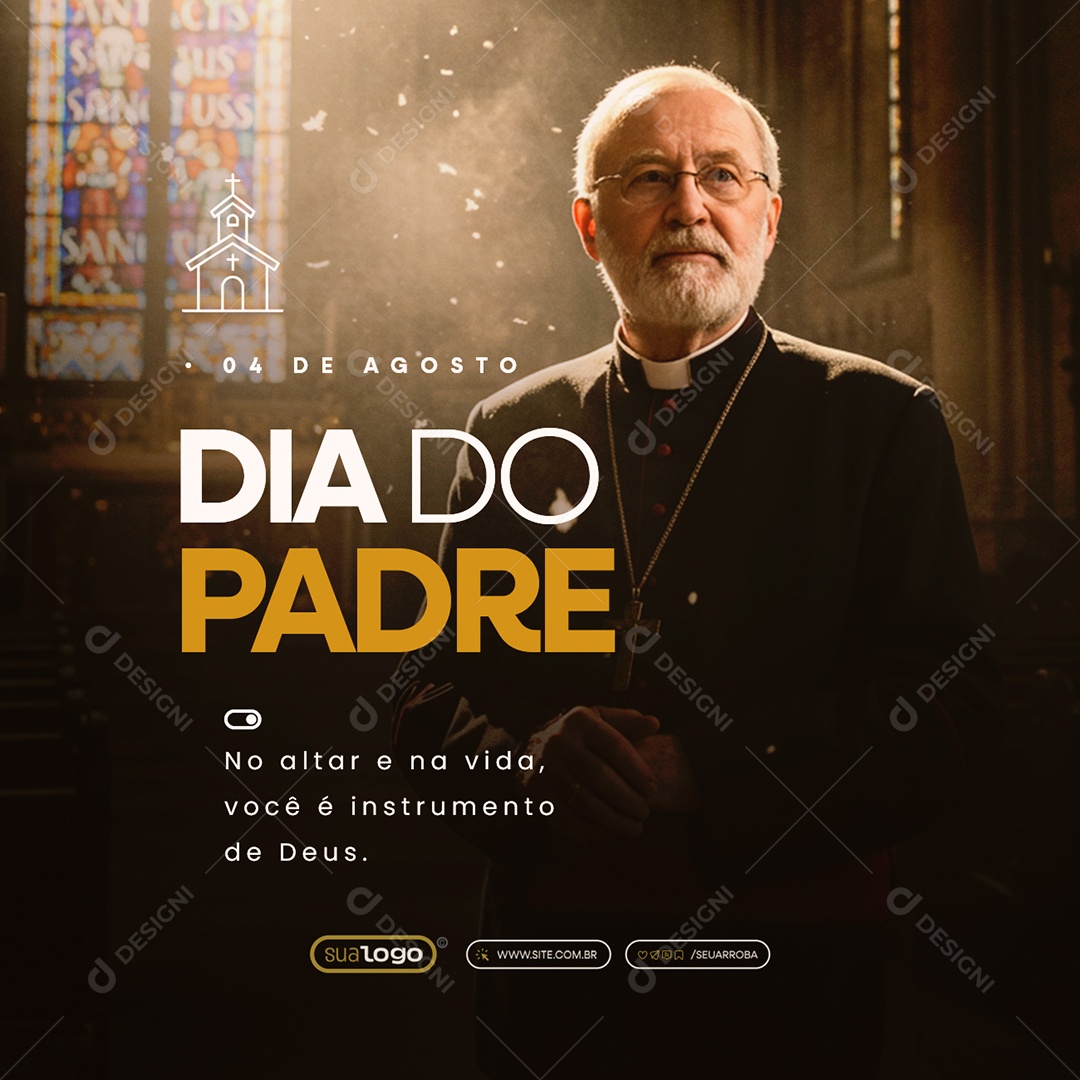 Dia do Padre 04 de Agosto No Altar e Na Vida Social Media PSD Editável