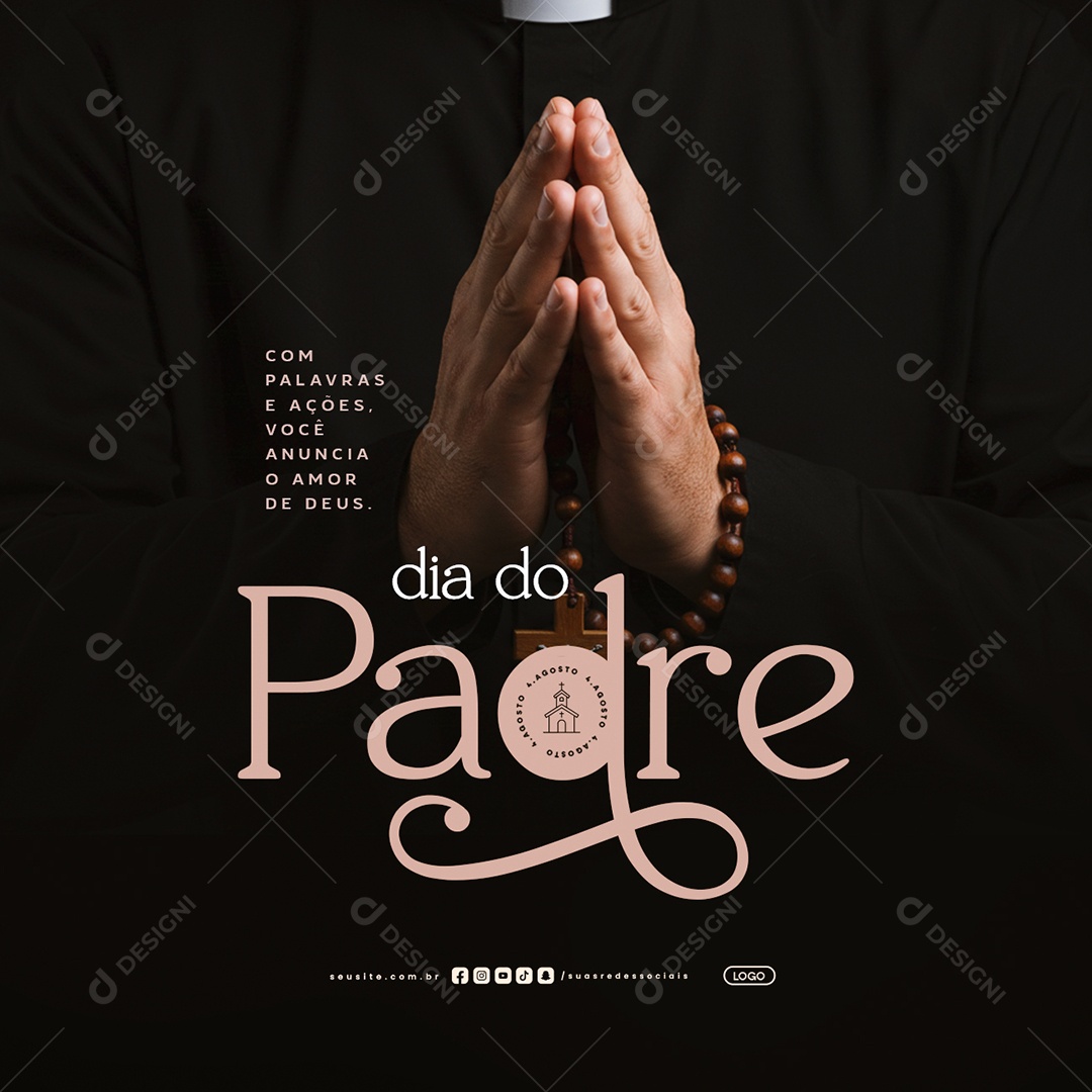 Dia do Padre 04 de Agosto Social Media PSD Editável