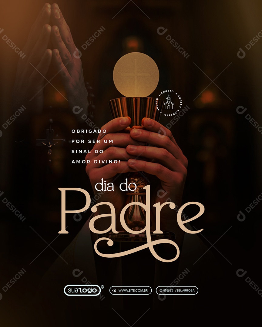 Dia do Padre 04 de Agosto Obrigado Social Media PSD Editável