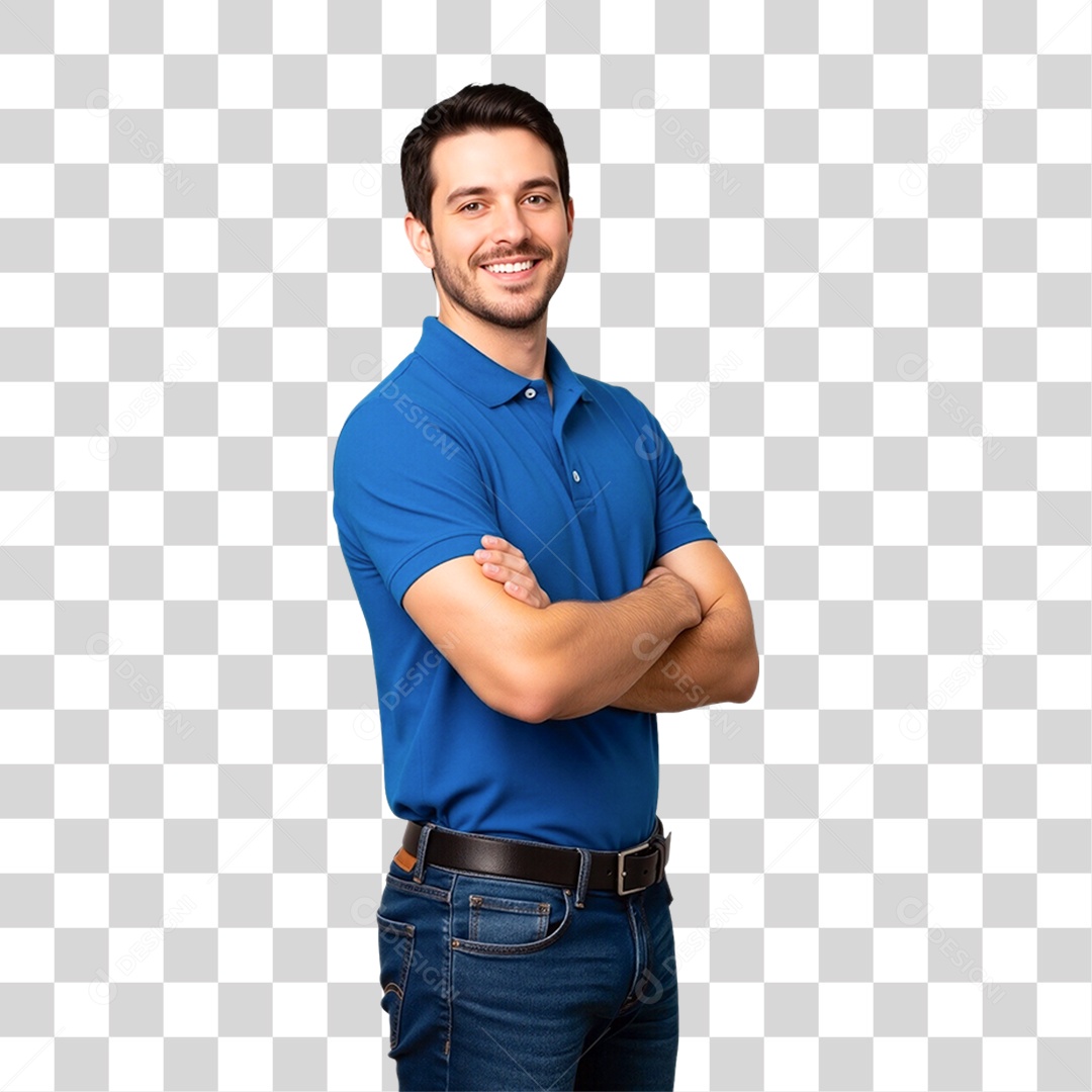 Homem Sorridente de Braços Cruzados PNG Transparente