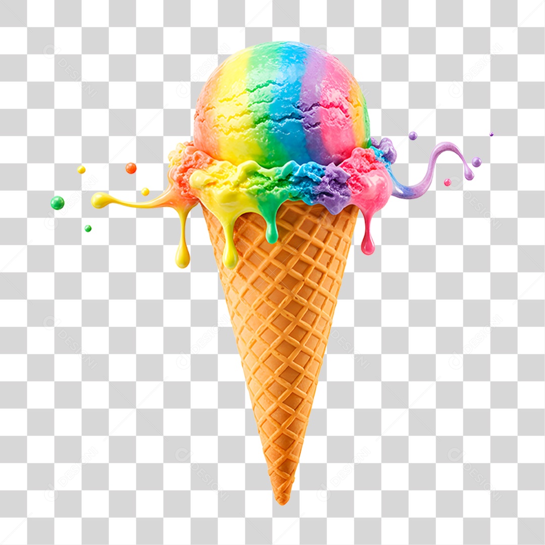 Sorvete Colorido PNG Transparente