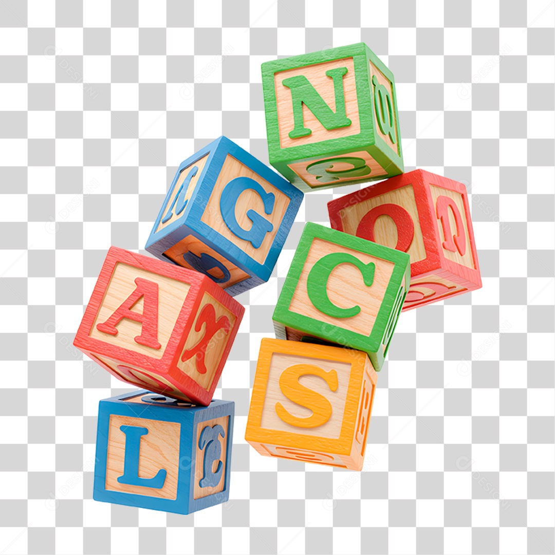 Jogo Peças de Letras Coloridas PNG Transparente