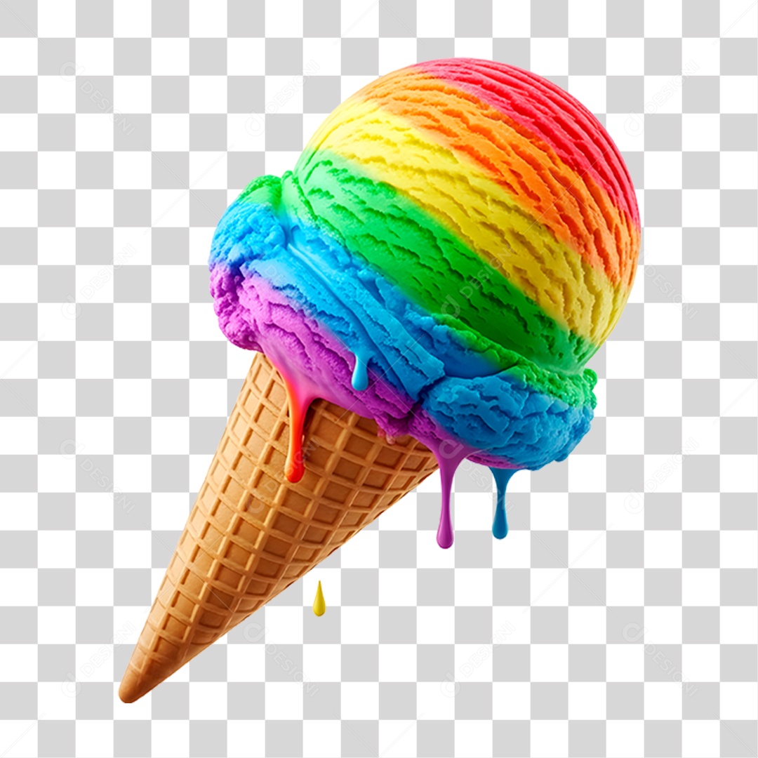 Sorvete Colorido PNG Transparente