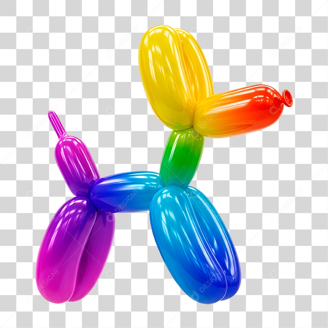 Balão Colorido Formato de Cachorro PNG Transparente