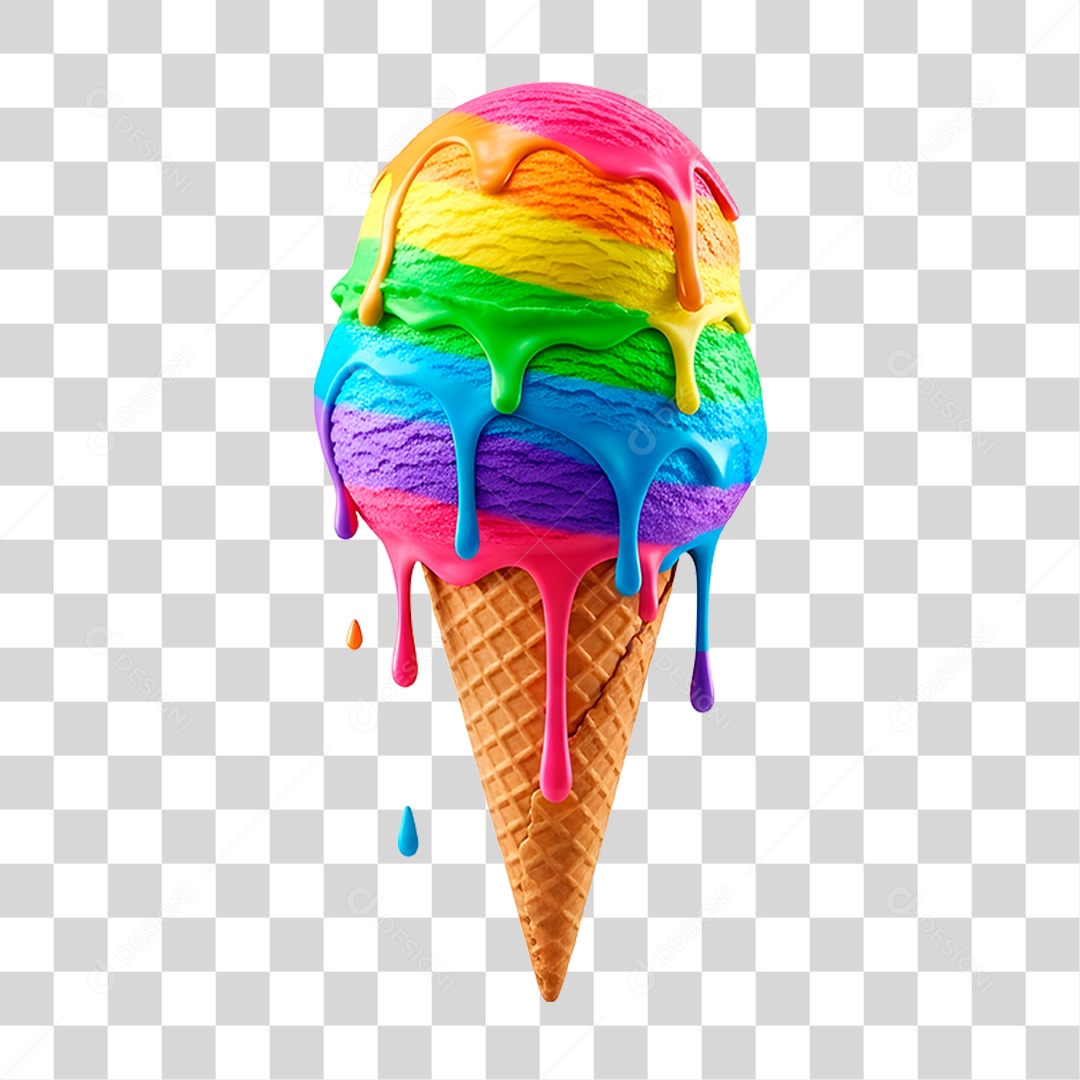 Sorvete Colorido PNG Transparente