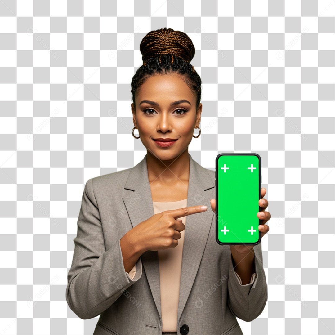 Vereadora Política Celular com Chroma Key PNG Transparente