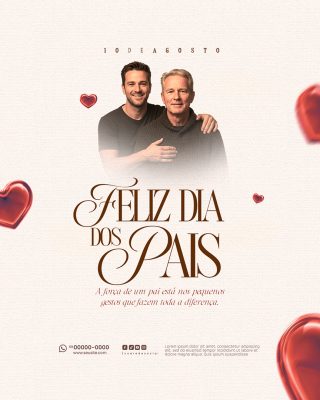 Feliz Dia Dos Pais 11 de Agosto Social Media PSD Editável