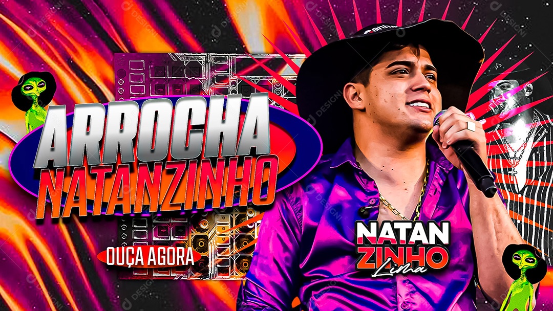 Banner Flyer Arrocha Natanzinho Lima Ouça Agora Social Media PSD Editável