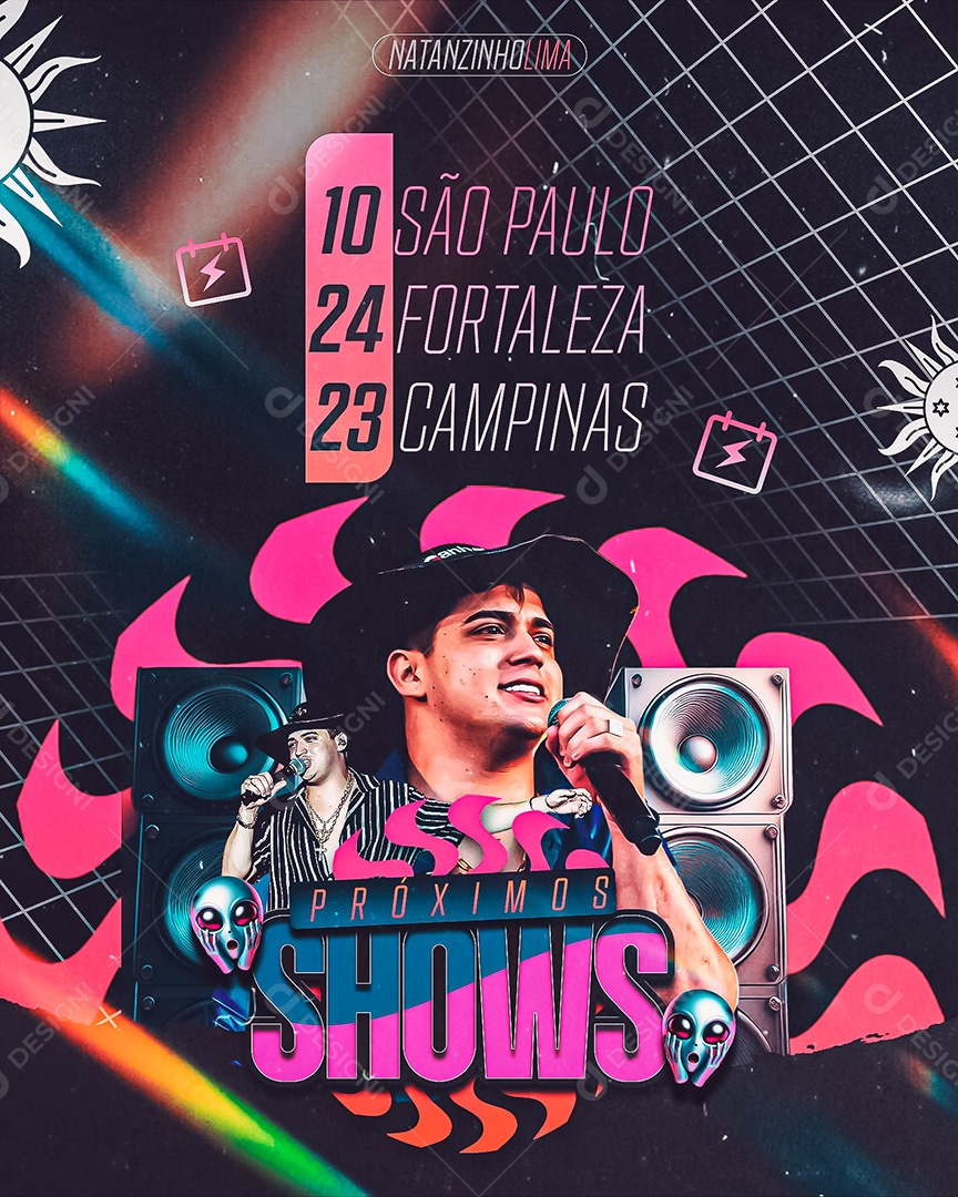 Feed Flyer Natanzinho Lima Próximos Shows Social Media PSD Editável