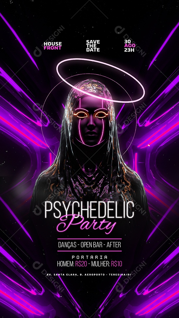 Story Flyer Psychedelic Party Social Media PSD Editável