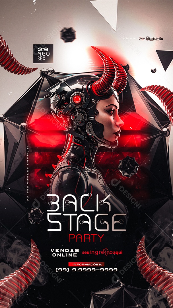 Story Flyer Back Stage Party Social Media PSD Editável