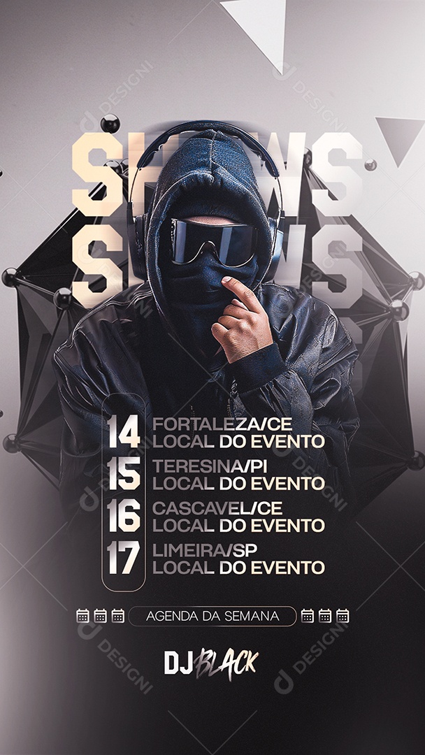 Story Flyer Agenda da Semana Shows Social Media PSD Editável