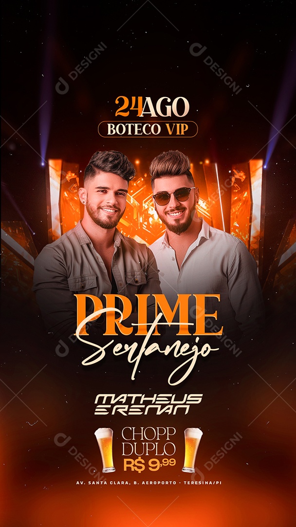 Story Flyer Prime Sertanejo Boteco Vip Social Media PSD Editável