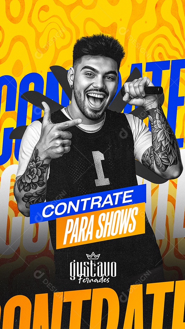 Story Flyer Contrate para Shows Gustavo Fernades Social Media PSD Editável