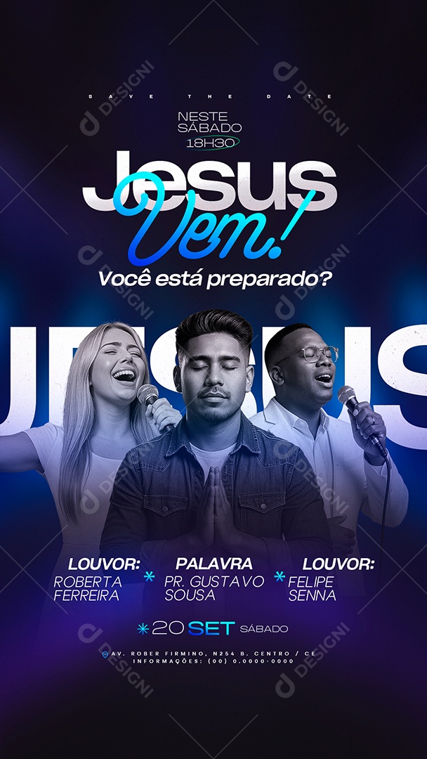 Story Flyer Gospel Jesus Vem Você Está Preparado Social Media PSD Editável