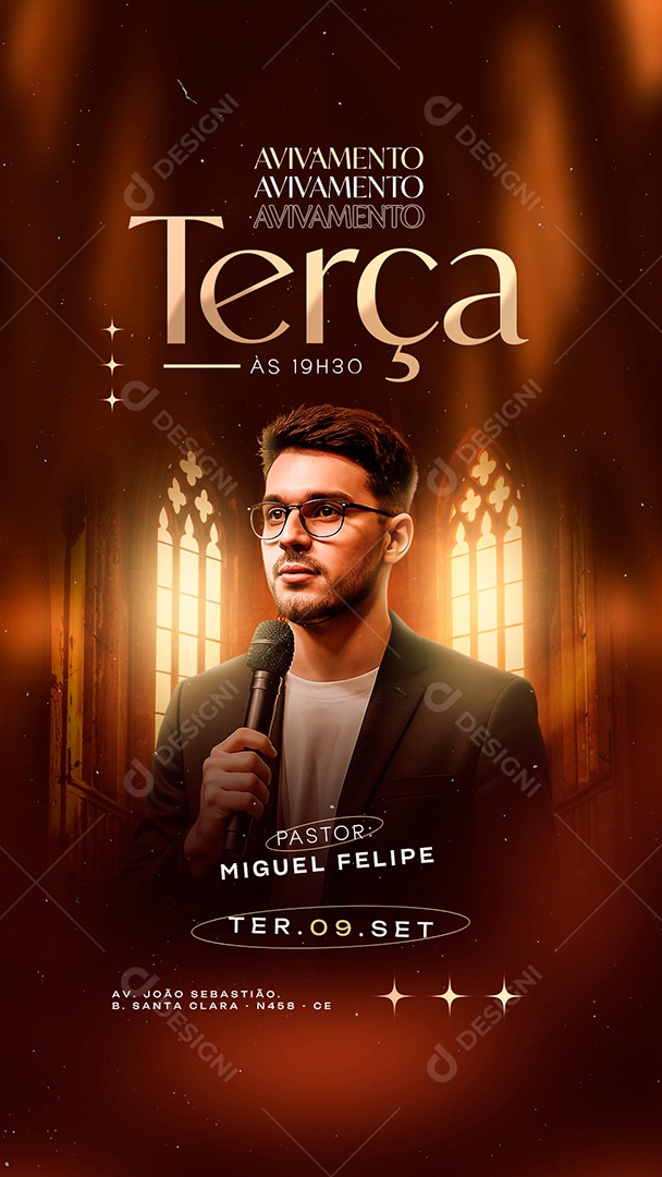 Story Flyer Gospel Terça do Avivamento Social Media PSD Editável