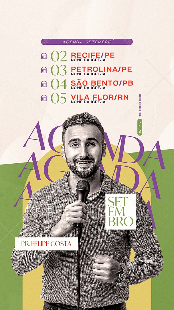 Story Flyer Gospel Agenda Setembro Social Media PSD Editável