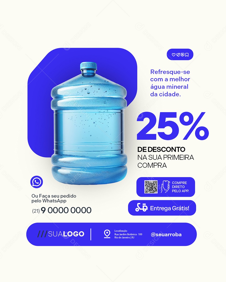 Distribuidora de Água Refresque-Se Social Media PSD Editável