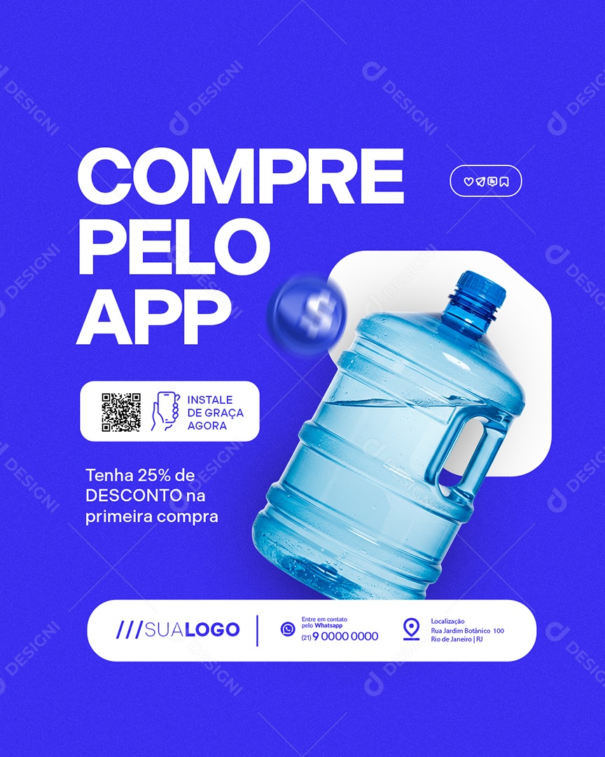 Distribuidora de Água Compre Pelo App Social Media PSD Editável