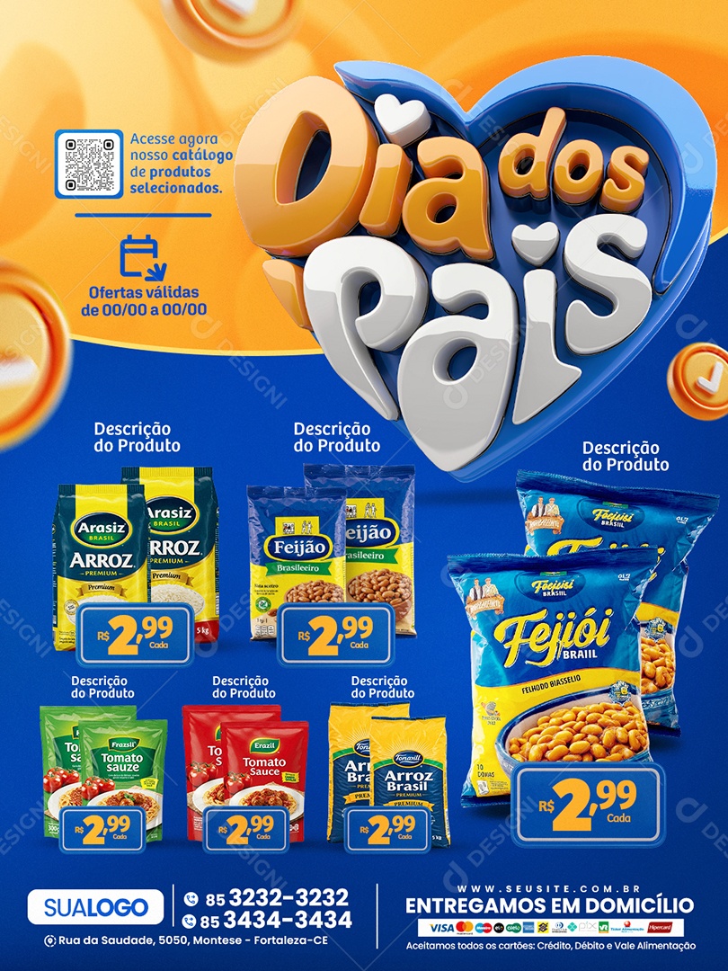 Tabloide Dia dos Pais Mercado Produtos Social Media PSD Editável