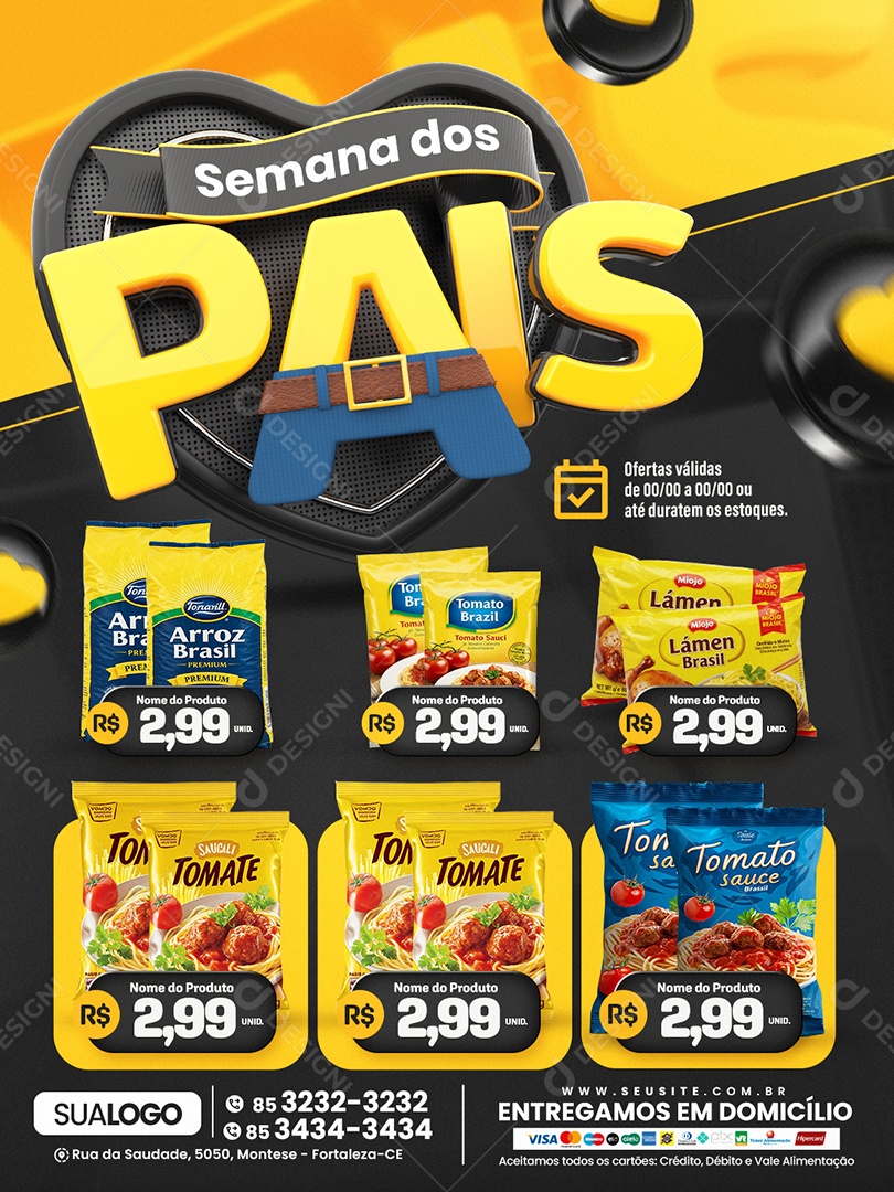 Tabloide Mercado Semana dos Pais Produtos Social Media PSD Editável