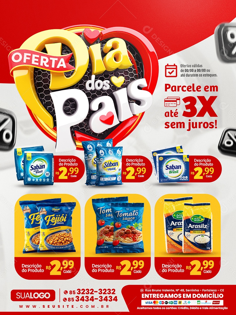 Tabloide Pais Mercado Parcele em Até 3x Sem Juros Social Media PSD Editável