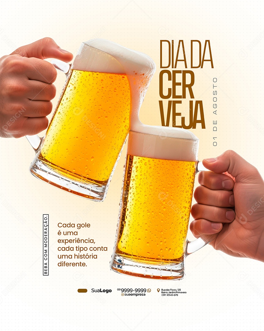Dia Internacional da Cerveja 01 de Agosto Social Media PSD Editável